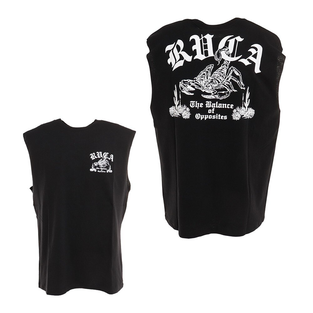 RVCA（メンズ）バックプリント ノースリーブ SCORP SLEEVELESS 黒 タンクトップ BC041362 BLK★★★