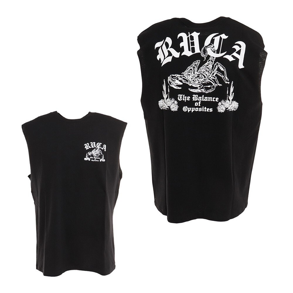 ルーカ（RVCA）（メンズ）バックプリント ノースリーブ SCORP SLEEVELESS 黒 タンクトップ BC041362 BLK