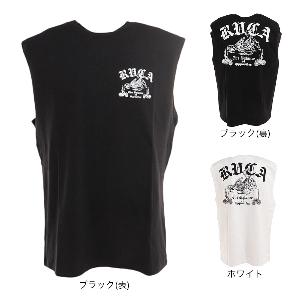 RVCA（メンズ）バックプリント ノースリーブ SCORP SLEEVELESS 白 タンクトップ BC041362 WHT★★★