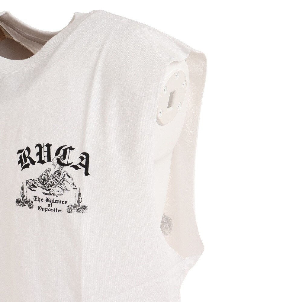 ルーカ（RVCA）（メンズ）バックプリント ノースリーブ SCORP SLEEVELESS 白 タンクトップ BC041362 WHT