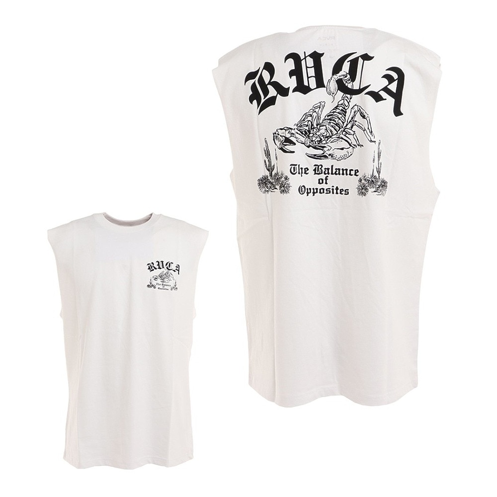 ルーカ（RVCA）（メンズ）バックプリント ノースリーブ SCORP SLEEVELESS 白 タンクトップ BC041362 WHT