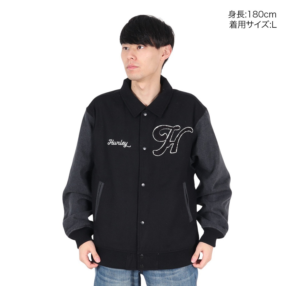 ハーレー（HURLEY）（メンズ）デニム ヴァーシティー ジャケット MCJK242016-BLK