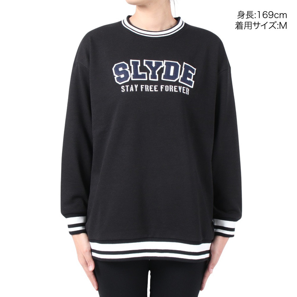 スライド（SLYDE）（レディース）ワッペン長袖スウェット SL23FWL-APP005BLK