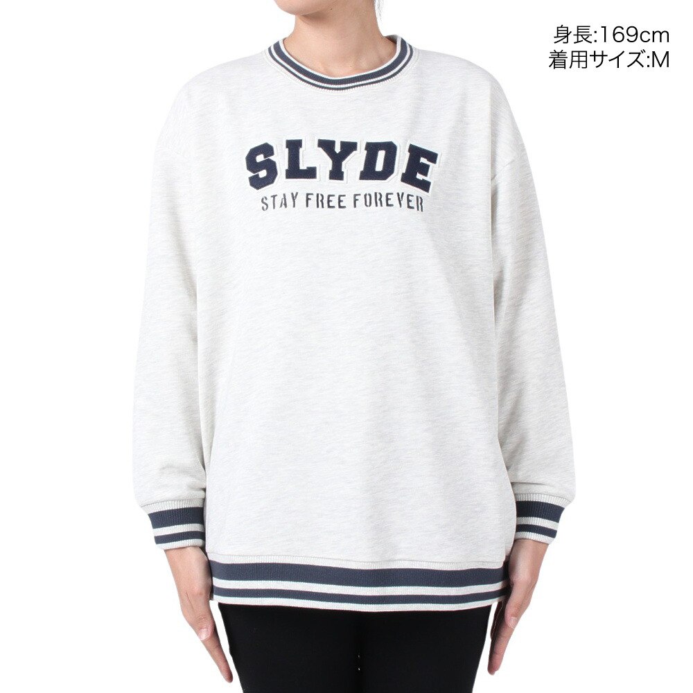 スライド（SLYDE）（レディース）ワッペン長袖スウェット SL23FWL-APP005LGRY