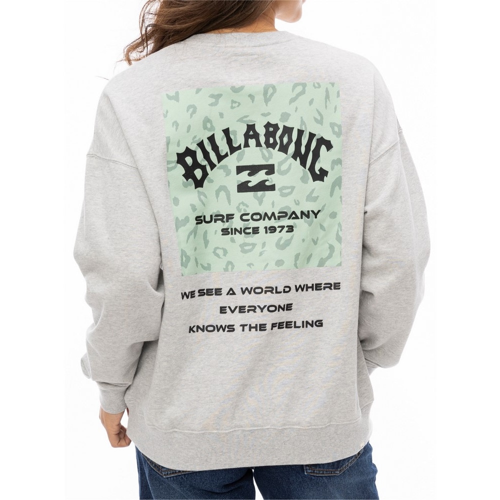 ビラボン（BILLABONG）（レディース）ロゴ クルー スウェット 長袖シャツ BE014003 GRH
