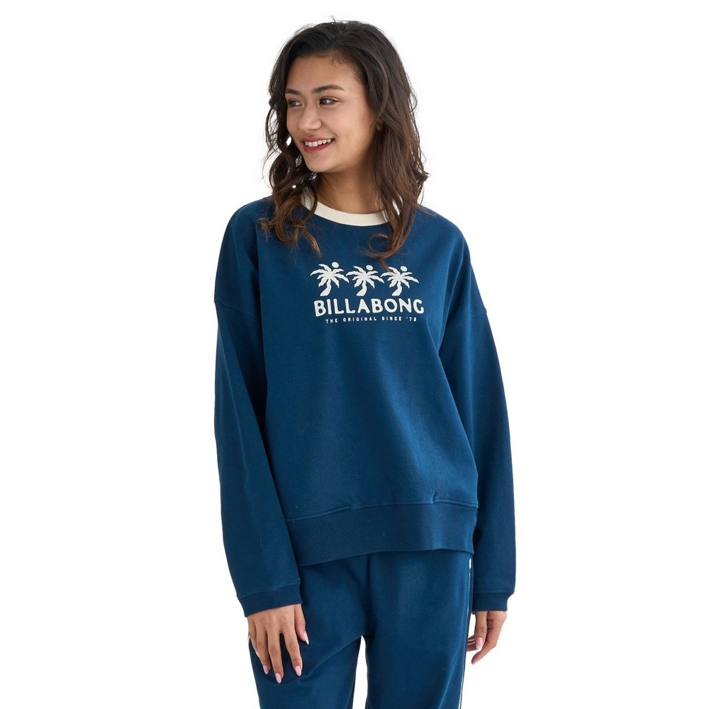 ビラボン（BILLABONG）（レディース）TRIPLE PALMS SW CREW 長袖Tシャツ BF014010 NVY