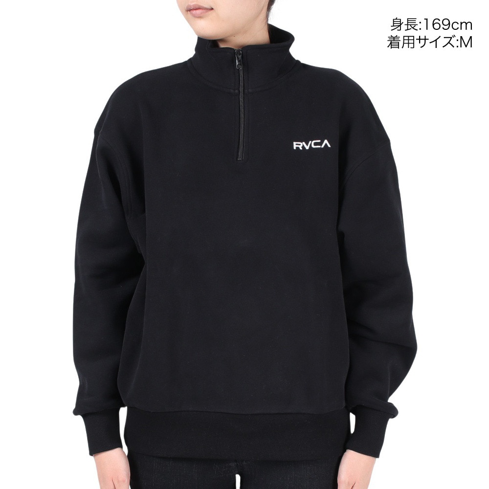 ルーカ（RVCA）（レディース）BANDANA BOX LOGO HALF ZIP トレーナー BD044156 BLK