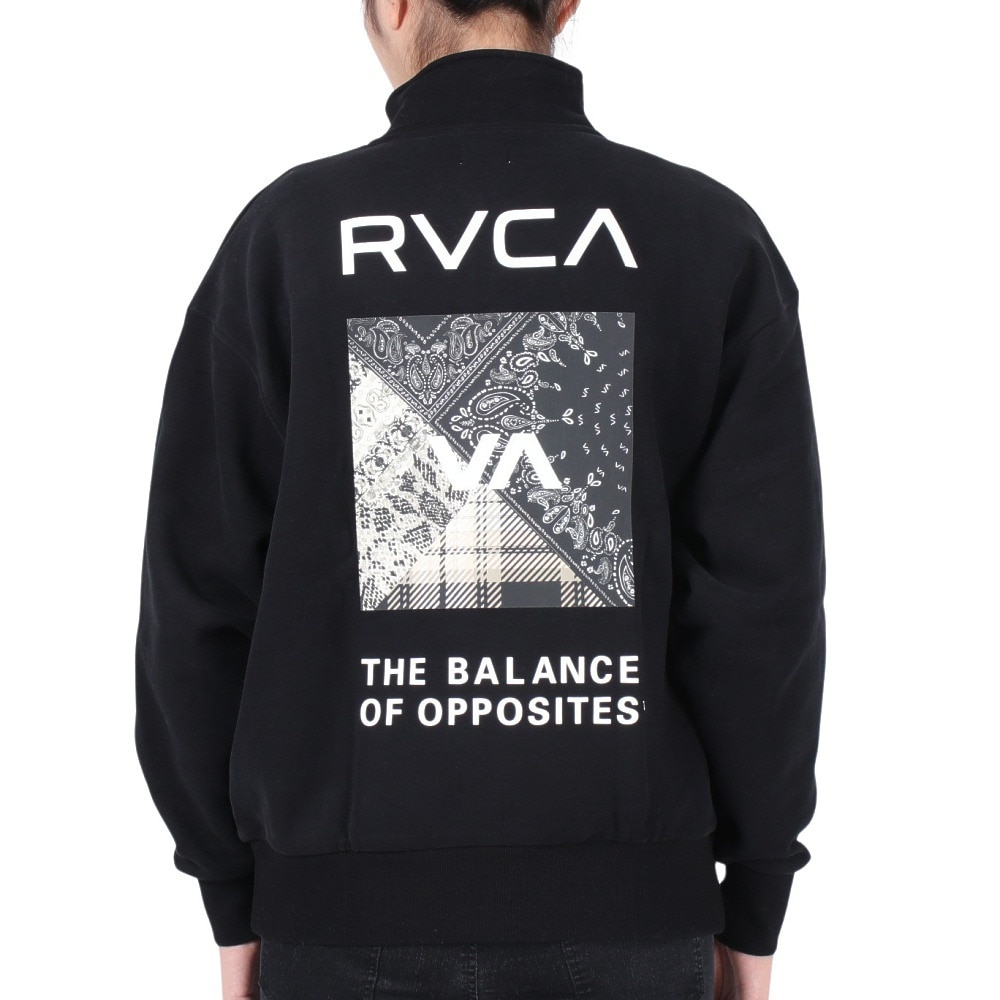 ルーカ（RVCA）（レディース）BANDANA BOX LOGO HALF ZIP トレーナー BD044156 BLK