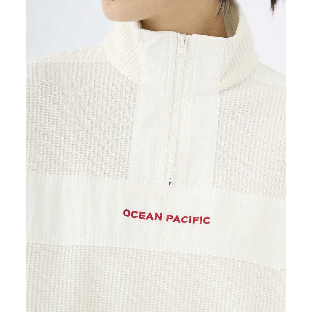 オーシャンパシフィック（Ocean Pacific）（レディース）ハーフジップ切り替え裏起毛ワッフルプルオーバー 553004IVO