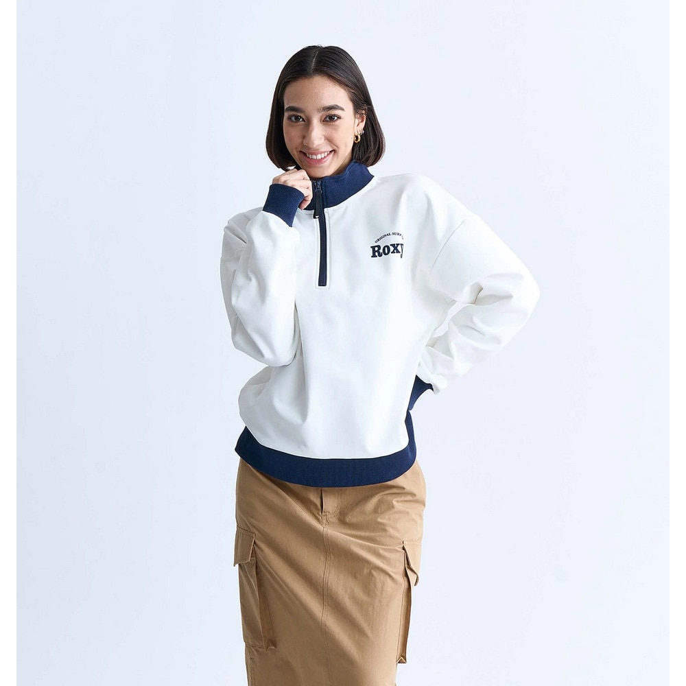 ロキシー（ROXY）（レディース）速乾 UVカット ハーフジップ スウェット KEEP IT REAL STAND 24FWRZP244038WHT