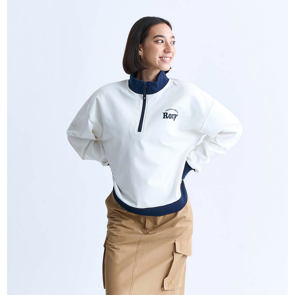 ロキシー（ROXY）（レディース）速乾 UVカット ハーフジップ スウェット KEEP IT REAL STAND 24FWRZP244038WHT