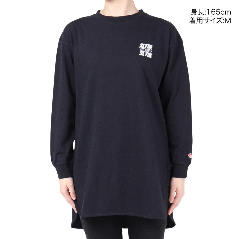 スライド（SLYDE）（レディース）長袖 チュニック Tシャツ SL2022AWLAPP004BLK