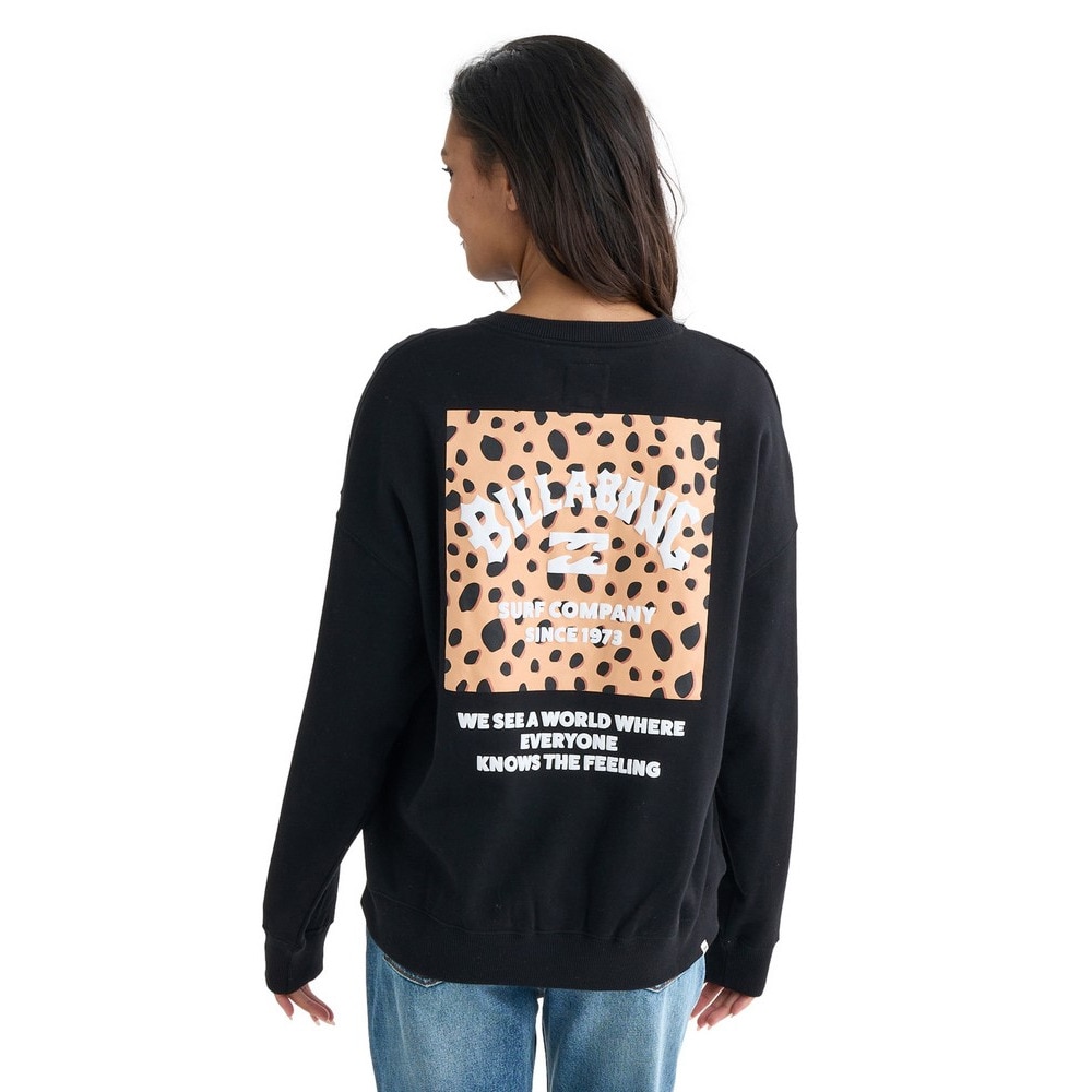 ビラボン（BILLABONG）（レディース）SQUARELOGO BOYFIT スウェットクルーネックトレーナー BF014004 BLK
