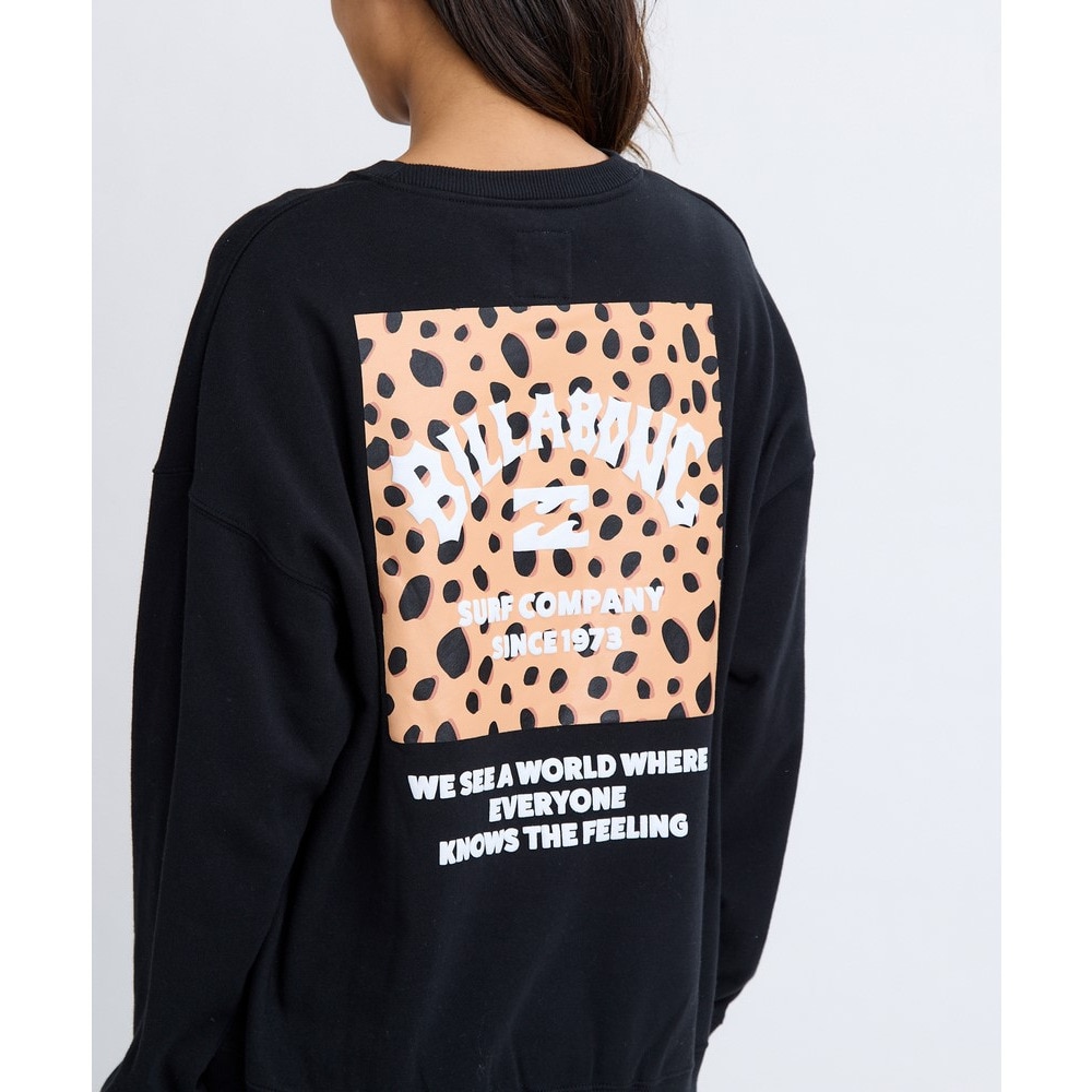 ビラボン（BILLABONG）（レディース）SQUARELOGO BOYFIT スウェットクルーネックトレーナー BF014004 BLK