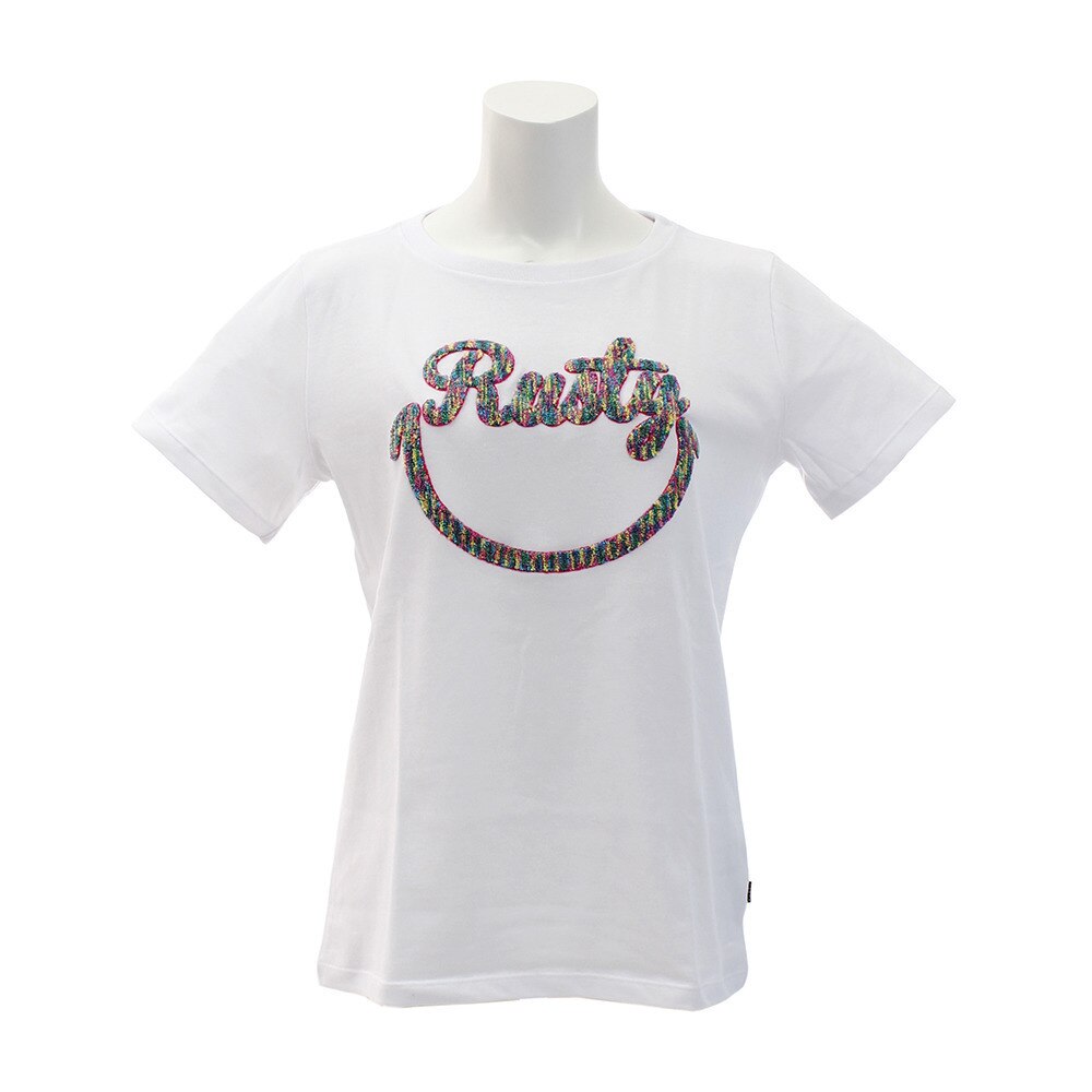  Tシャツ レディース 半袖 カラフル刺繍 938507WHT