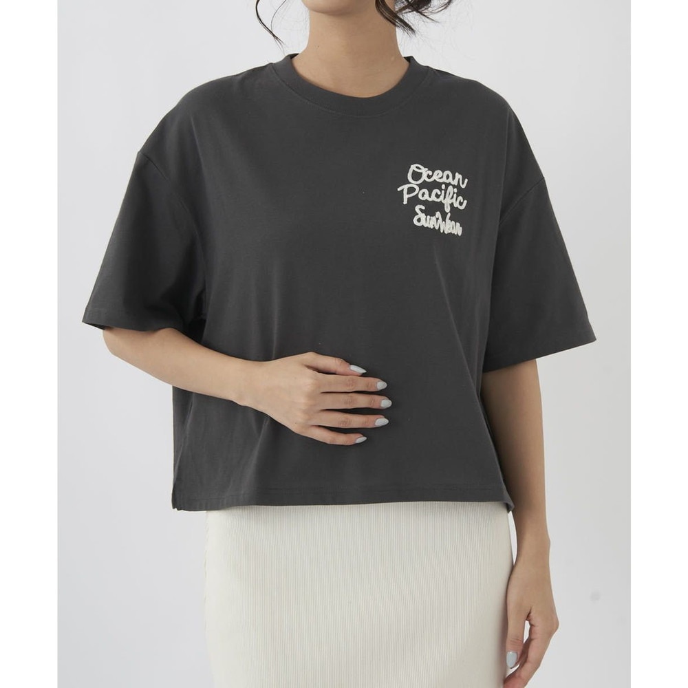 オーシャンパシフィック（Ocean Pacific）（レディース）半袖Tシャツ レディース チェーン刺繍×フェルト UVカット 523507CGY