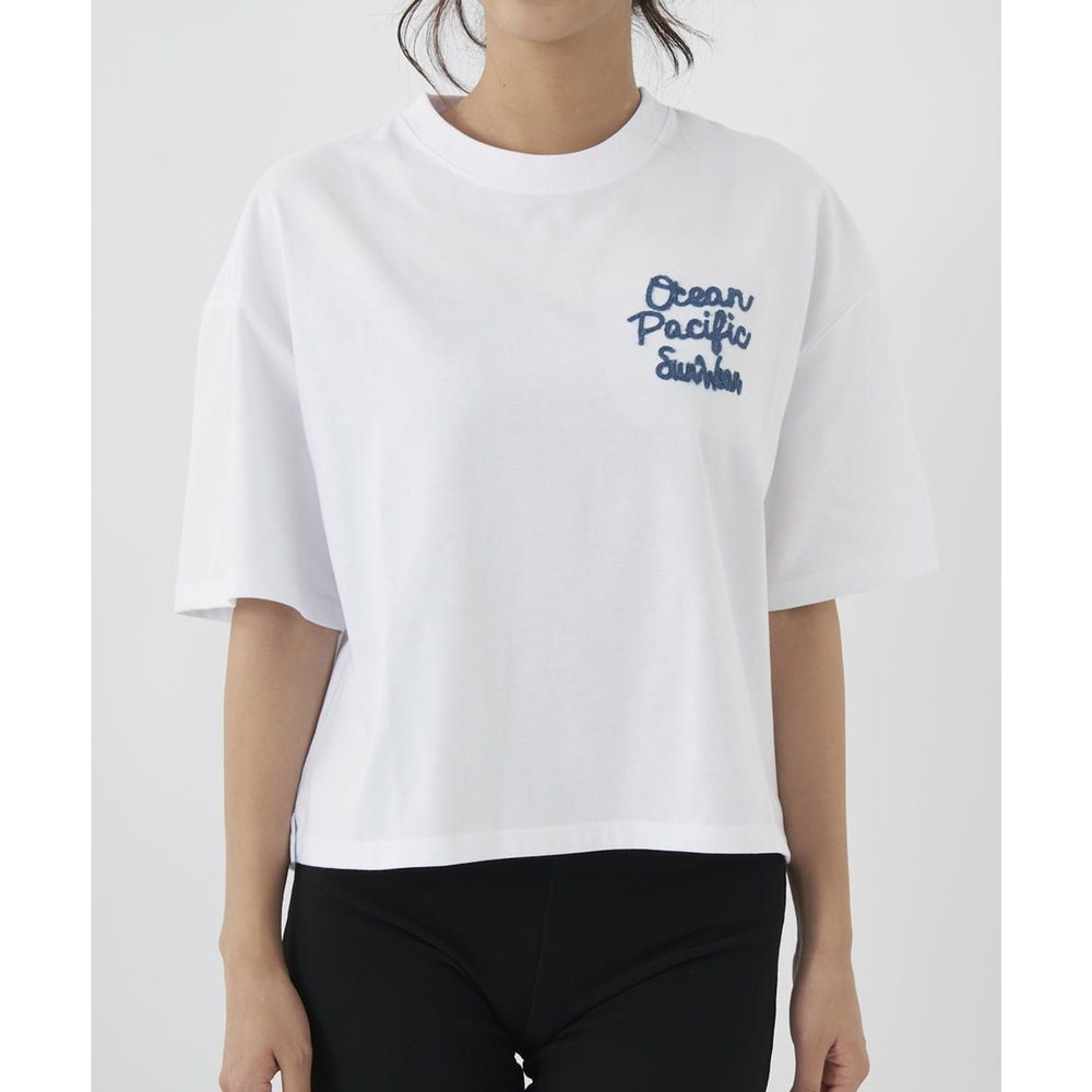 オーシャンパシフィック（Ocean Pacific）（レディース）半袖Tシャツ レディース チェーン刺繍×フェルト UVカット 523507WHT