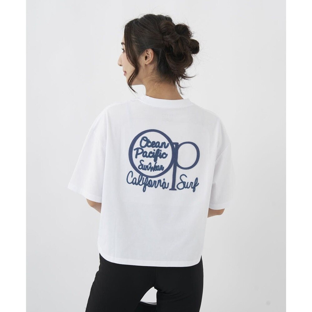 オーシャンパシフィック（Ocean Pacific）（レディース）半袖Tシャツ レディース チェーン刺繍×フェルト UVカット 523507WHT