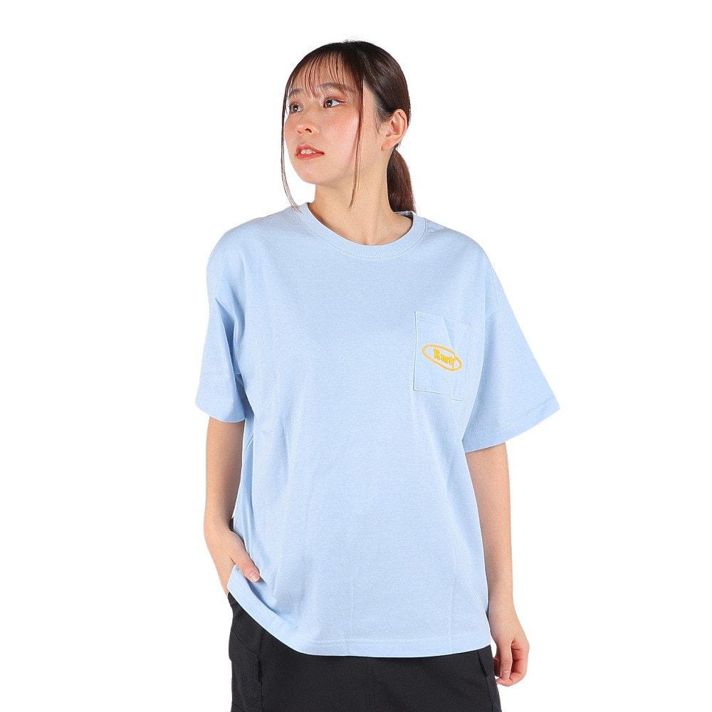 ラスティ（RUSTY）（レディース）半袖Tシャツ レディース 胸ポケット バックプリント スマイル 923501BLU