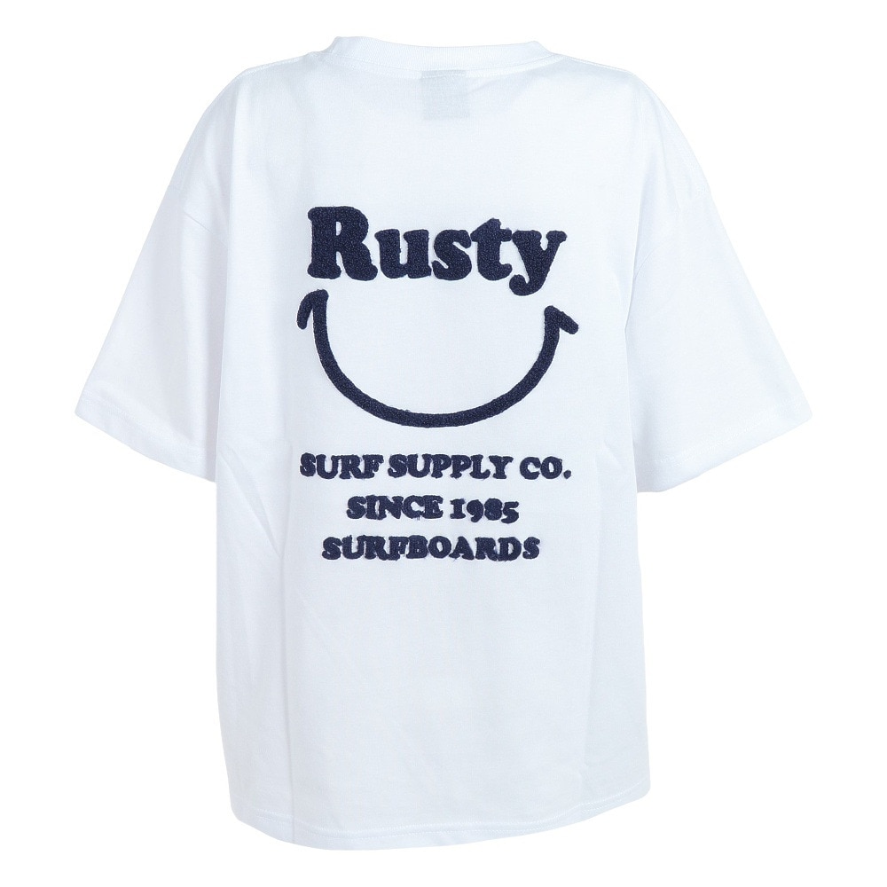 ラスティ（RUSTY）（レディース）半袖Tシャツ レディース 胸ポケット バックプリント スマイル 923501WNV