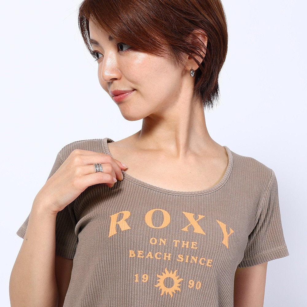 ロキシー（ROXY）（レディース）半袖 Tシャツ レディース ON THE BEACH TEE リブ素材 23SPRST231094BRN
