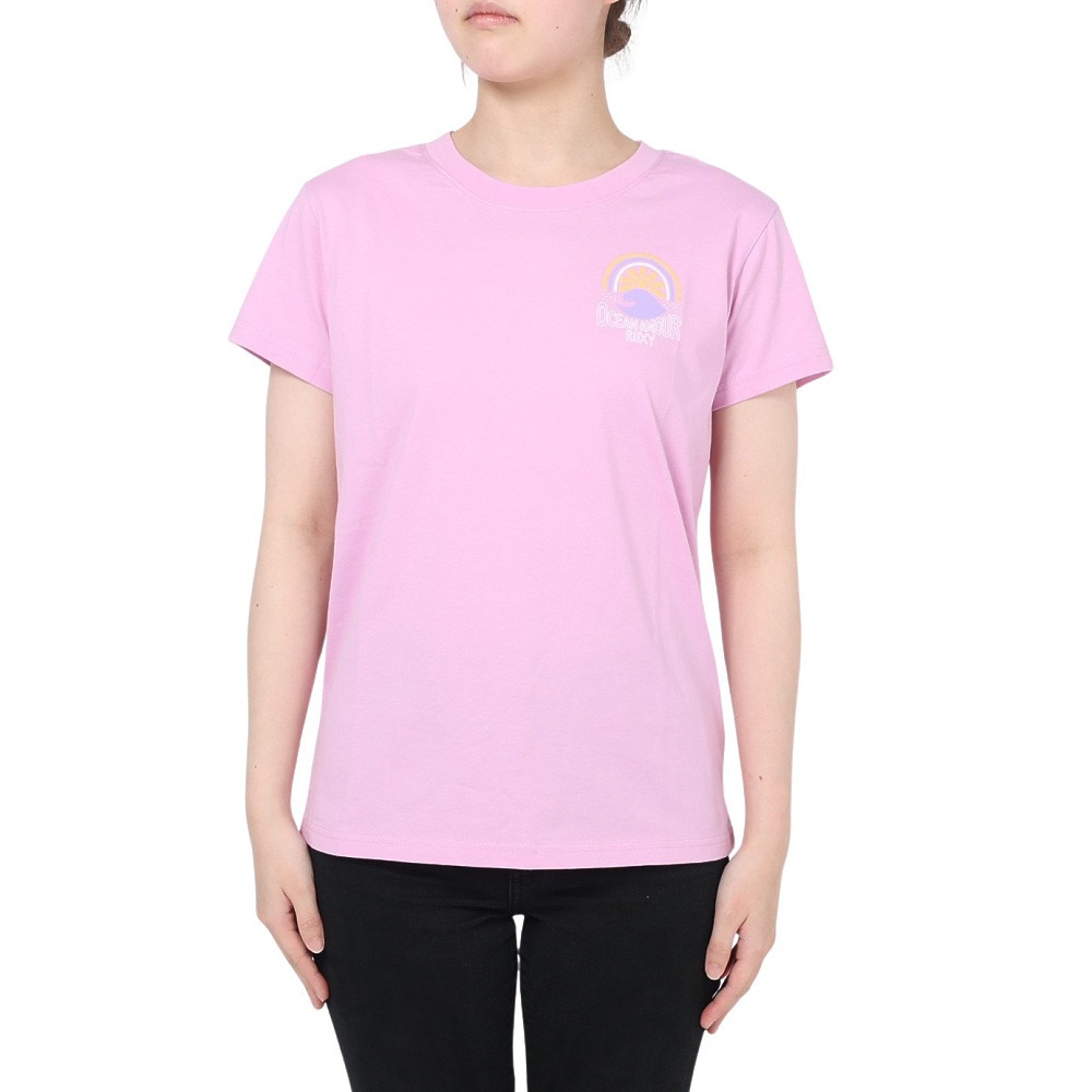 ロキシー（ROXY）（レディース）Tシャツ レディース RAINBOW SURF バックプリント 23SPRST231105PNK