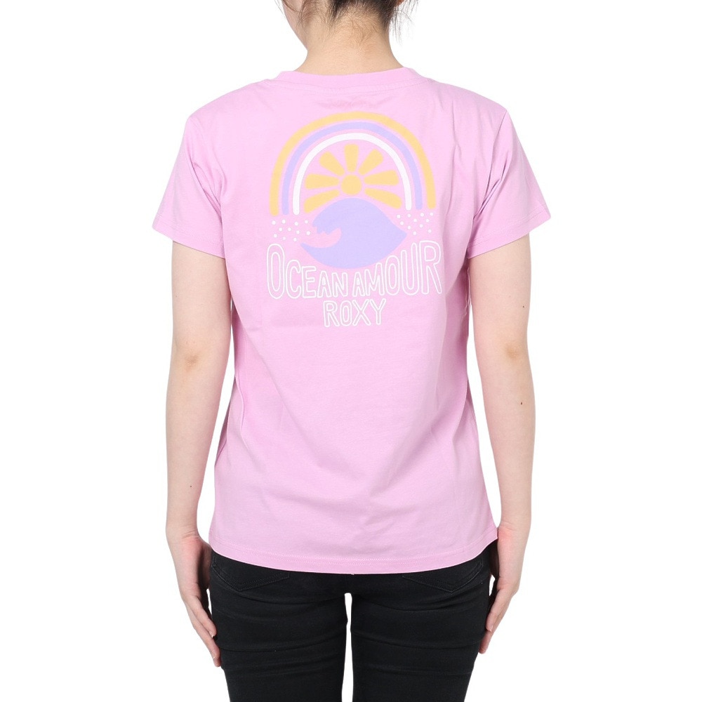 ロキシー（ROXY）（レディース）Tシャツ レディース RAINBOW SURF バックプリント 23SPRST231105PNK