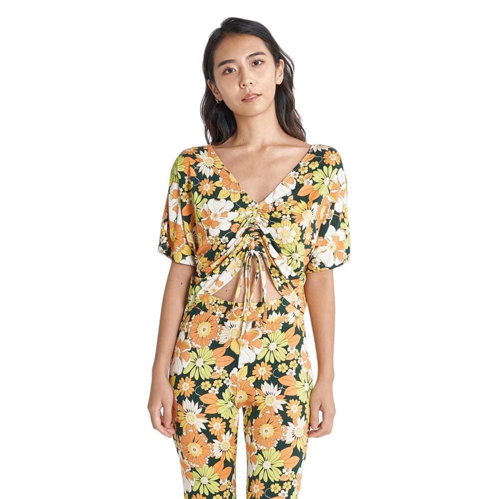 ロキシー（ROXY）（レディース）半袖シャツレディース VINTAGE FLOWER クロップド トップ RDK232023 GRN