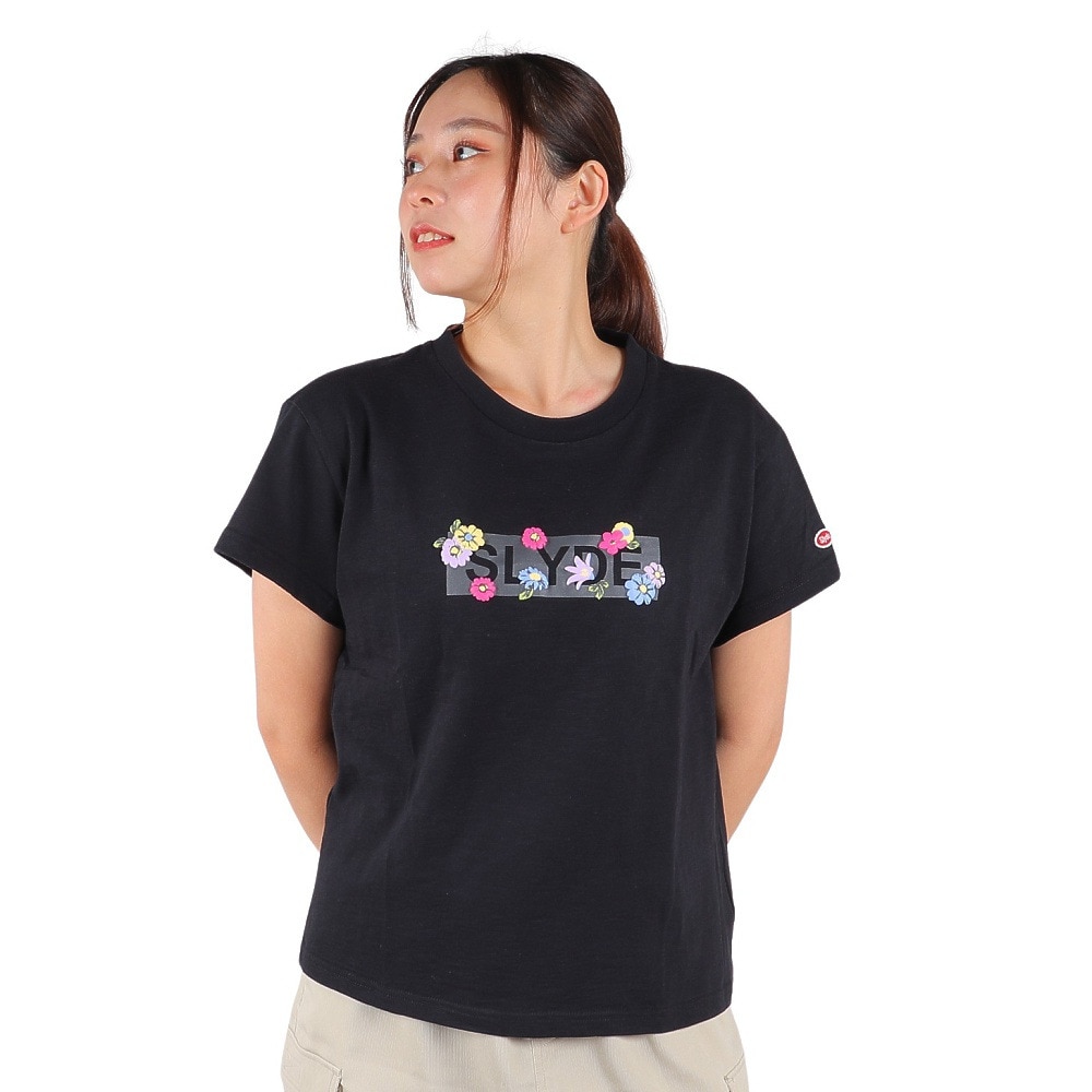 スライド（SLYDE）（レディース）半袖Tシャツ レディース フラワーロゴ SL2023SSL-APP004BLK