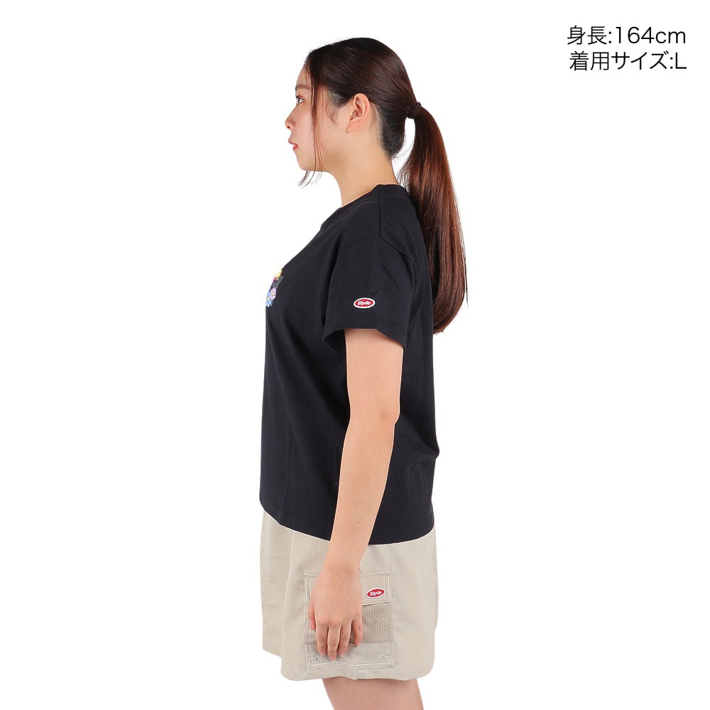 スライド（SLYDE）（レディース）半袖Tシャツ レディース フラワーロゴ SL2023SSL-APP004BLK