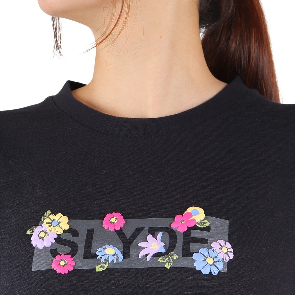スライド（SLYDE）（レディース）半袖Tシャツ レディース フラワーロゴ SL2023SSL-APP004BLK