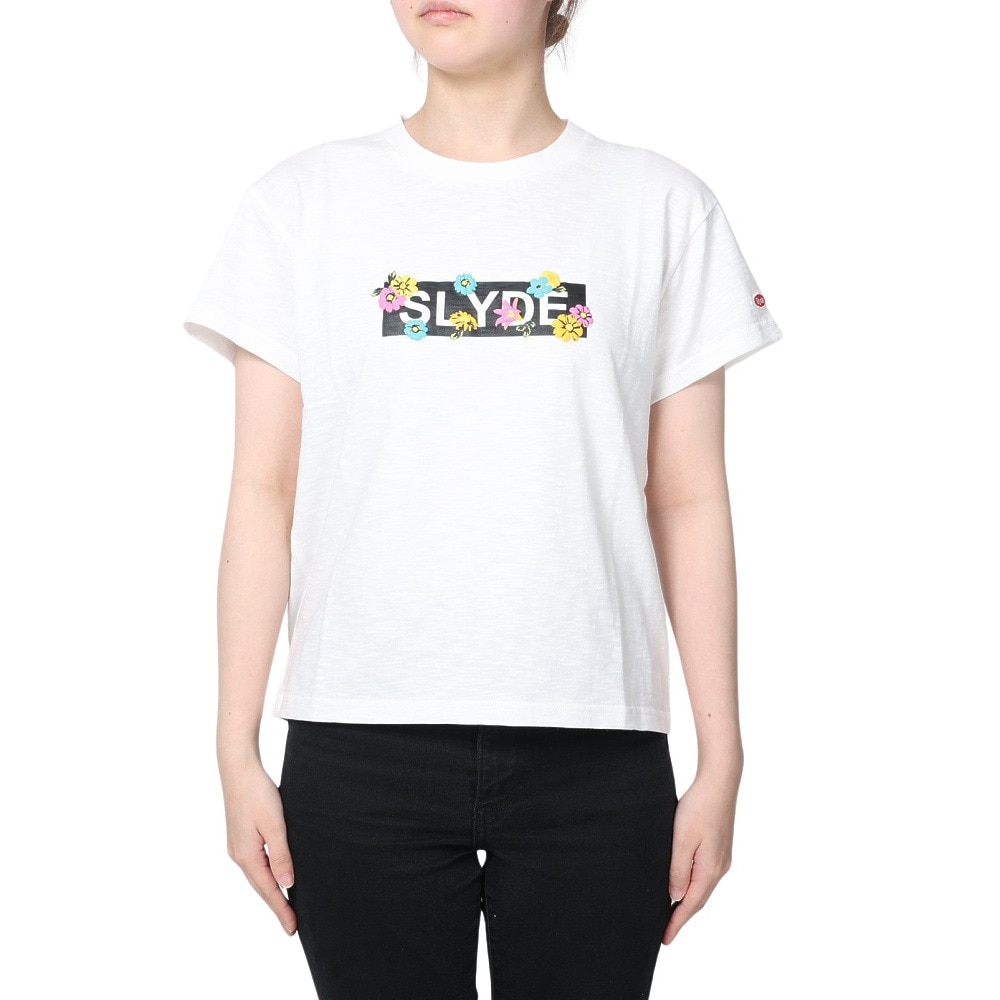 スライド（SLYDE）（レディース）半袖Tシャツ レディース フラワーロゴ SL2023SSL-APP004WHT
