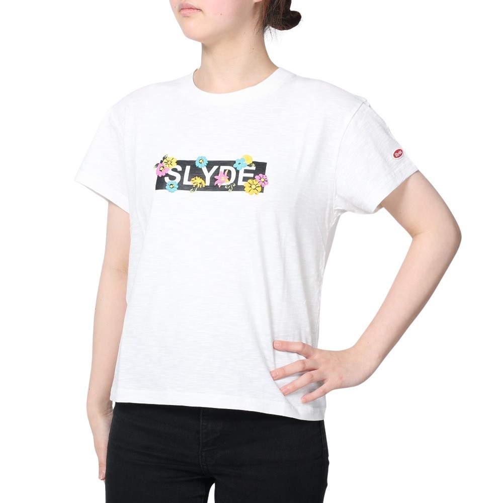 スライド（SLYDE）（レディース）半袖Tシャツ レディース フラワーロゴ SL2023SSL-APP004WHT