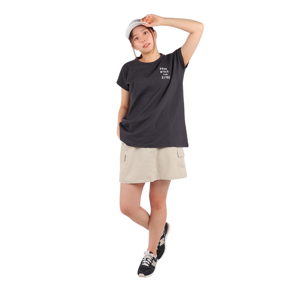スライド（SLYDE）（レディース）半袖Tシャツ レディース バックプリントチュニック SL2023SSL-APP005BLK