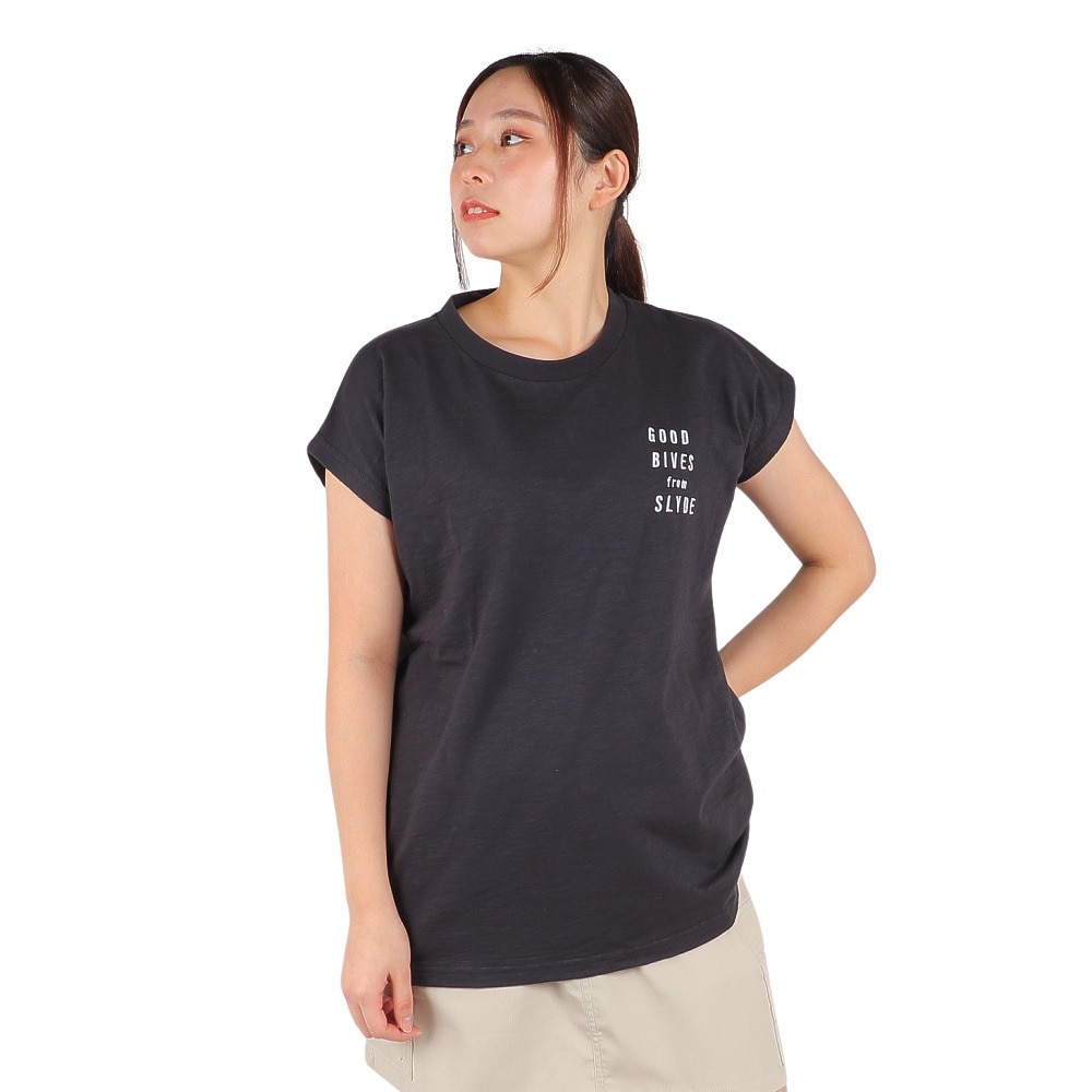 スライド（SLYDE）（レディース）半袖Tシャツ レディース バックプリントチュニック SL2023SSL-APP005BLK
