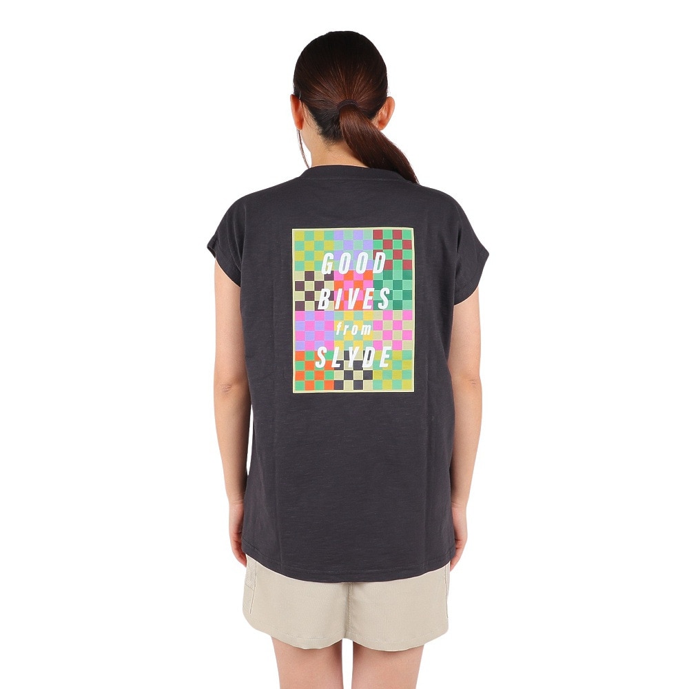 スライド（SLYDE）（レディース）半袖Tシャツ レディース バックプリントチュニック SL2023SSL-APP005BLK
