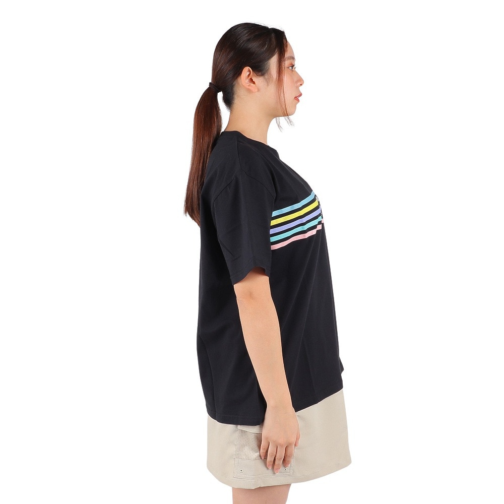 スライド（SLYDE）（レディース）半袖Tシャツ レディース マルチ ライン プリント SL2023SSL-APP008BLK