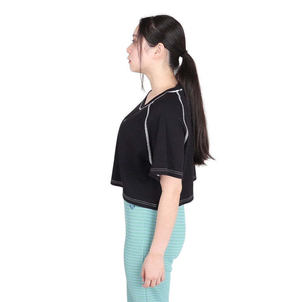 ルーカ（RVCA）（レディース）カラーステッチ 半袖Tシャツ BE043216 BLK