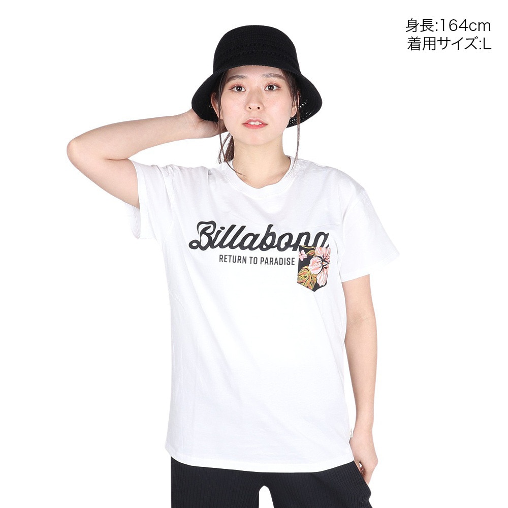 ビラボン（BILLABONG）（レディース）PATTERN ポケット ロゴTシャツ BE013202 WHT