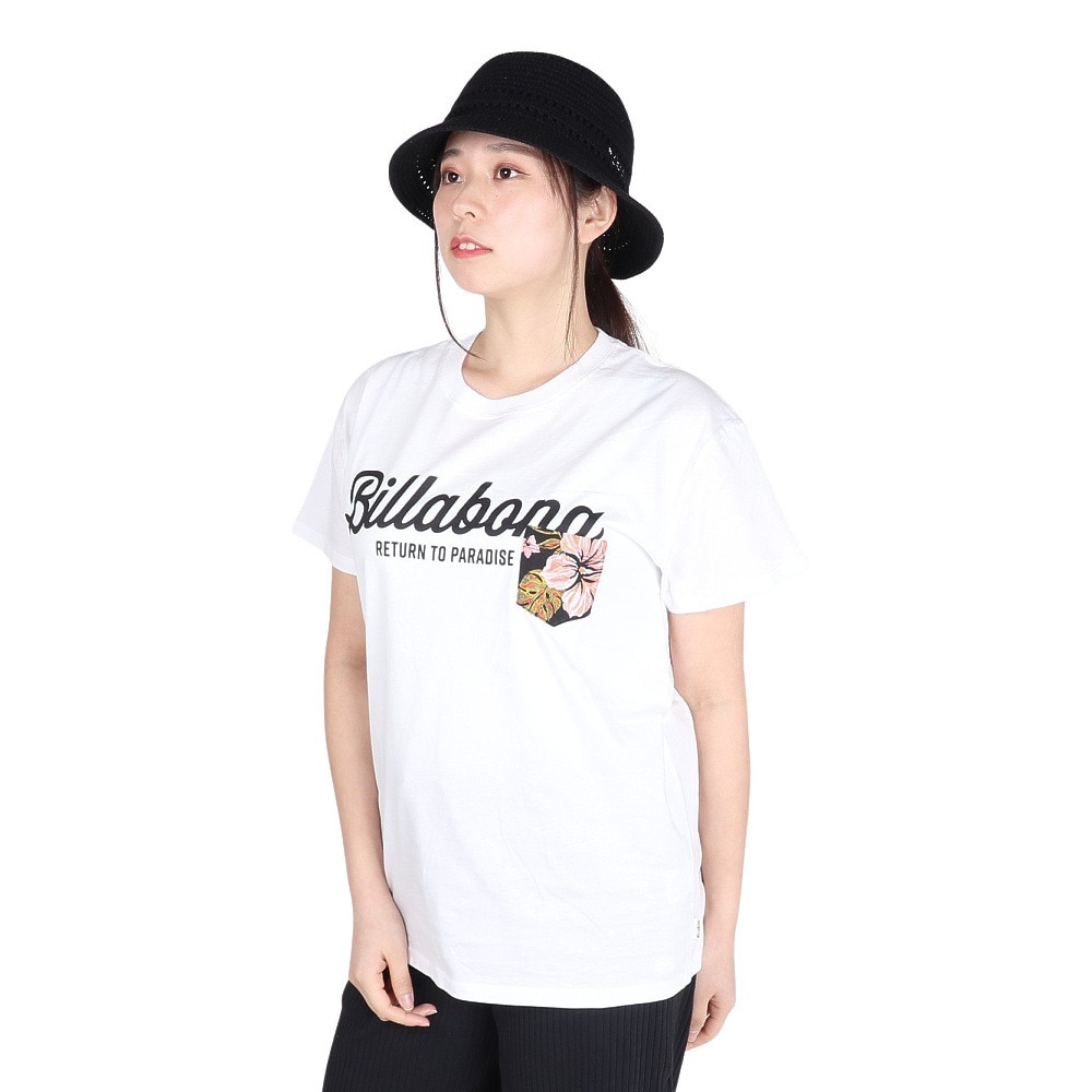 ビラボン（BILLABONG）（レディース）PATTERN ポケット ロゴTシャツ BE013202 WHT