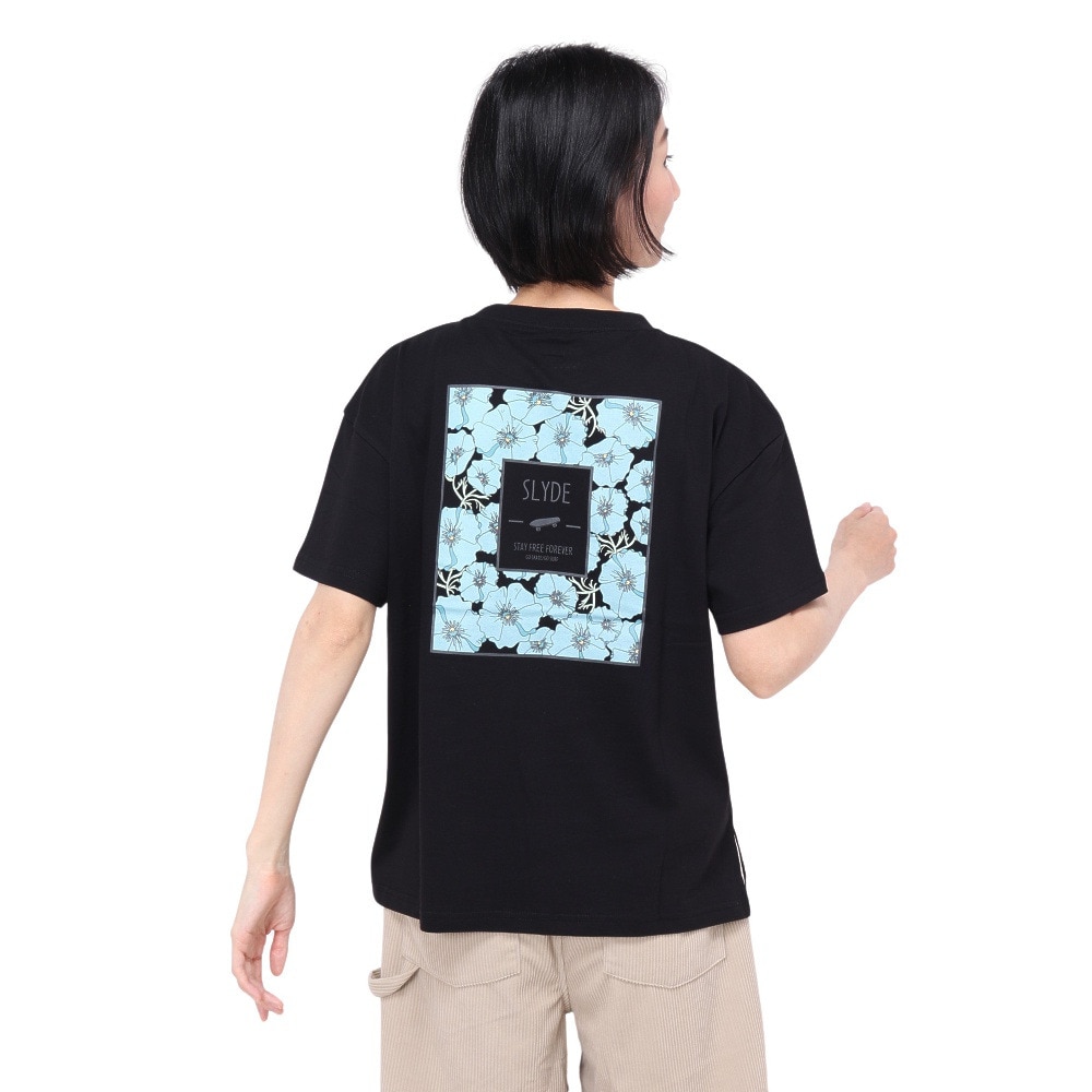 スライド（SLYDE）（レディース）フラワー ボックス 半袖Tシャツ SL24SSL-APP004-BLK