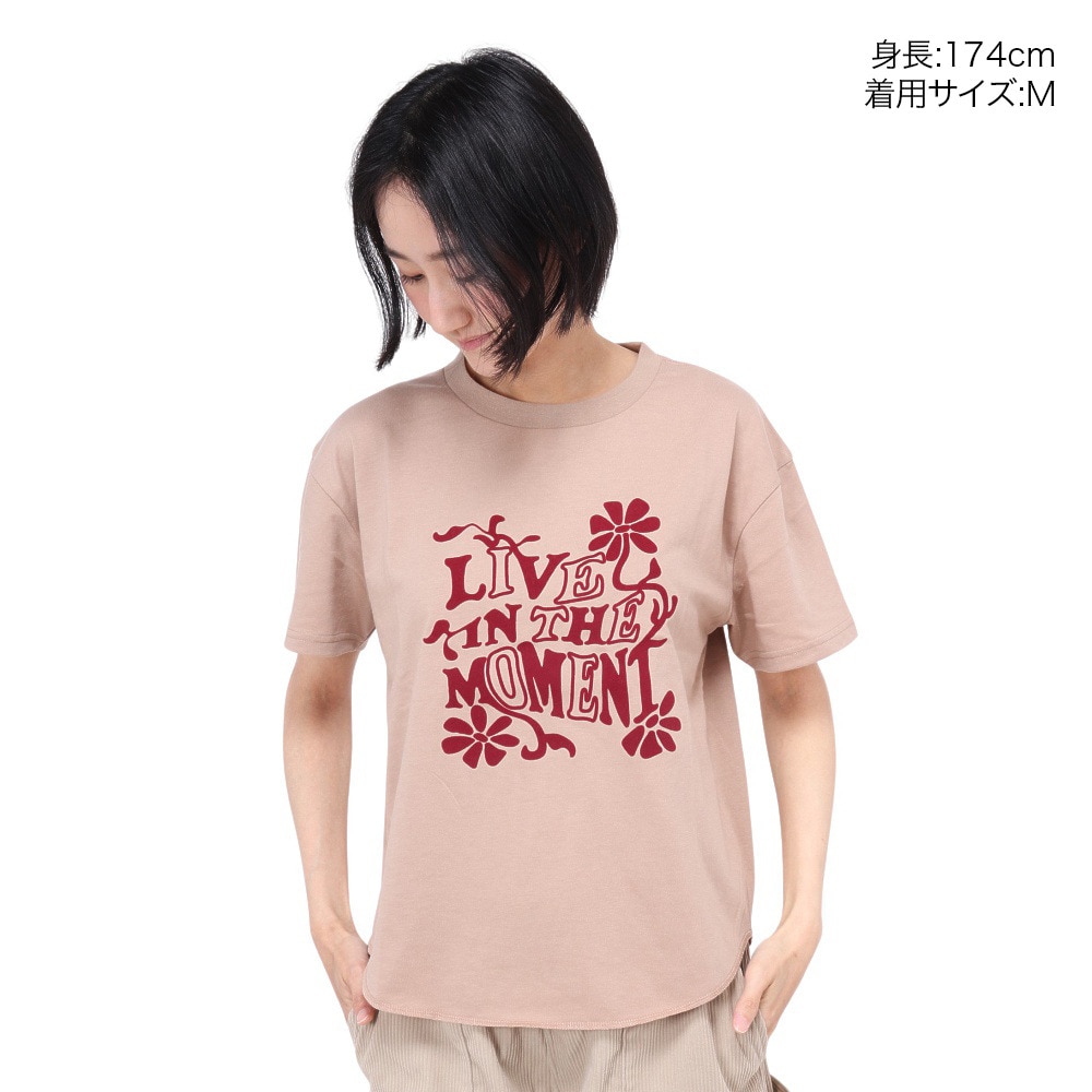 スライド（SLYDE）（レディース）メッセージ プリント 半袖Tシャツ SL24SSL-APP005-BEG