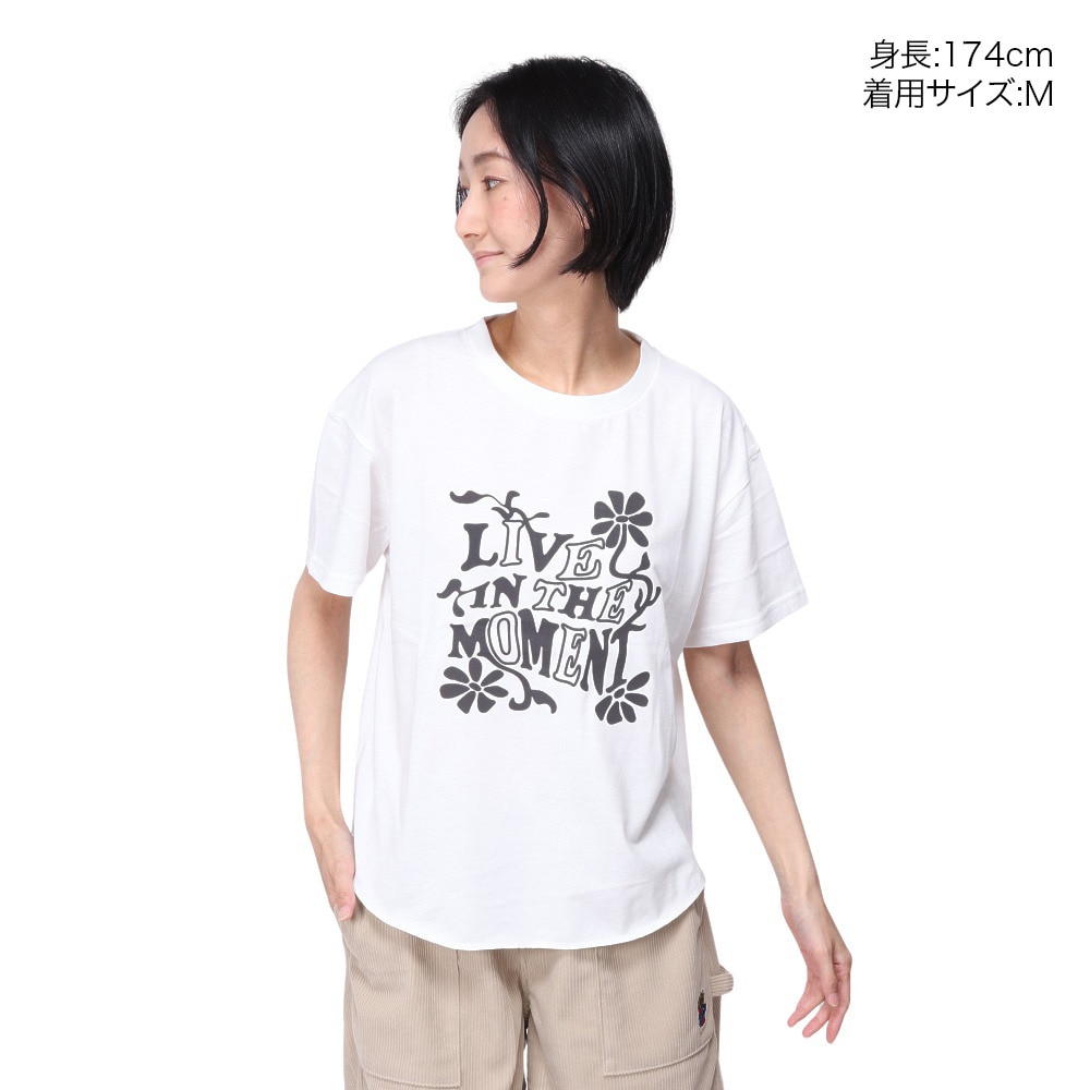 スライド（SLYDE）（レディース）メッセージ プリント 半袖Tシャツ SL24SSL-APP005-WHT
