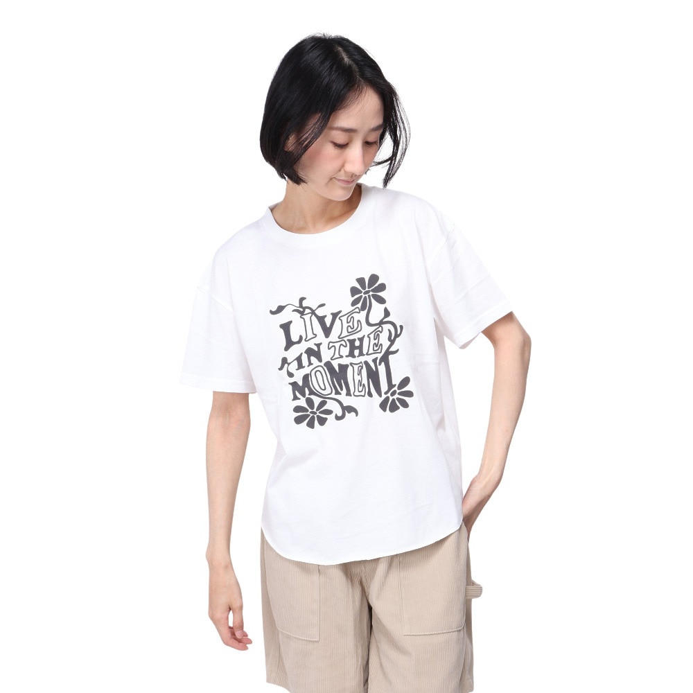 スライド（SLYDE）（レディース）メッセージ プリント 半袖Tシャツ SL24SSL-APP005-WHT