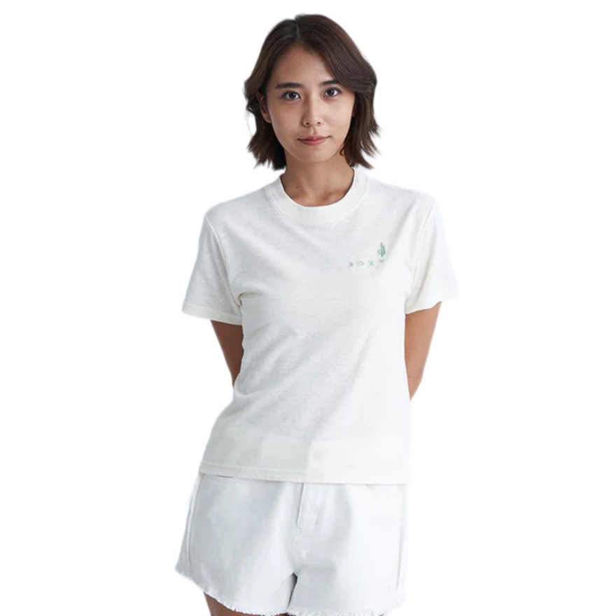 ロキシー（ROXY）（レディース）SIMPLY CACTUS 刺しゅうワンポント 半袖Tシャツ 24SURST242031OWT