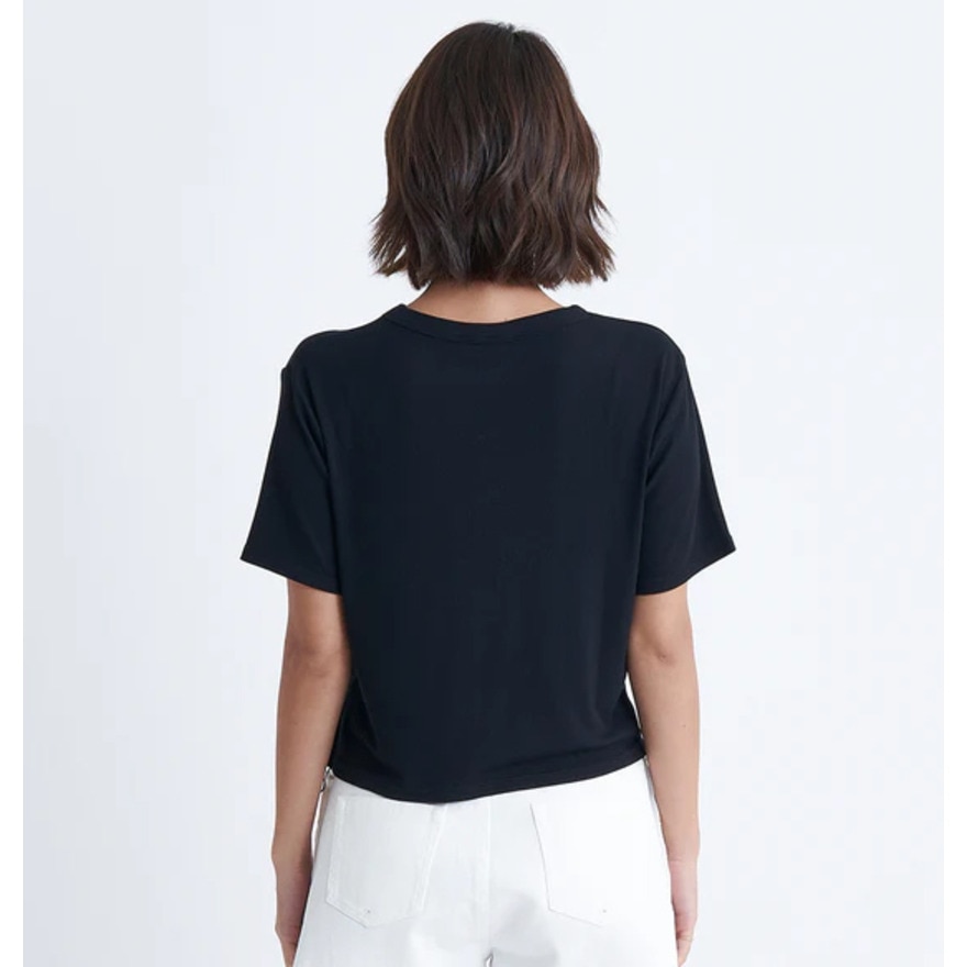 ロキシー（ROXY）（レディース）ショート丈 ワンポイント OCEANO 半袖 リブTシャツ 24SURST242034BLK