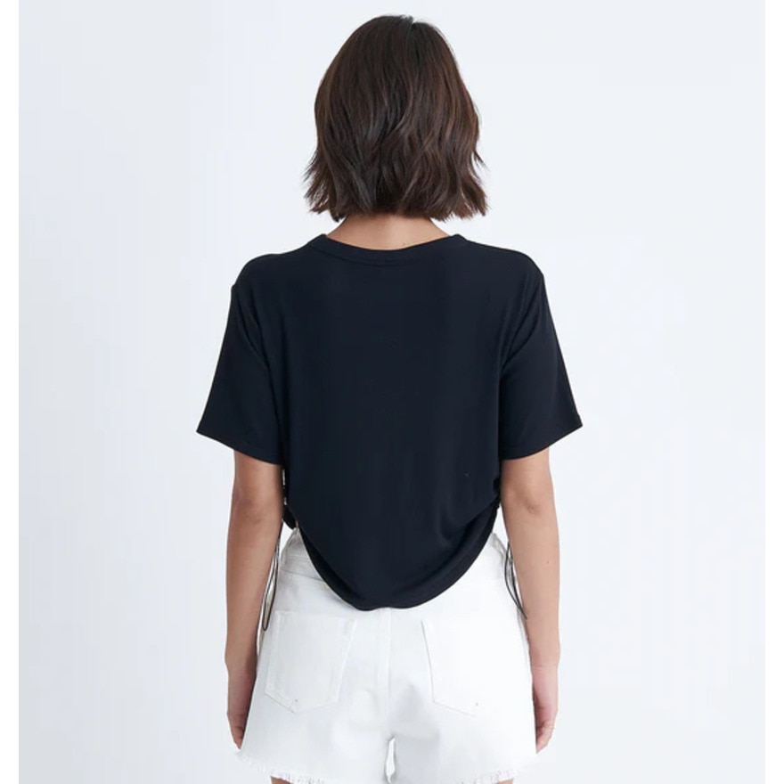 ロキシー（ROXY）（レディース）ショート丈 ワンポイント OCEANO 半袖 リブTシャツ 24SURST242034BLK