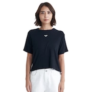 (レディース)ショート丈 ワンポイント OCEANO 半袖 リブTシャツ 24SURST242034BLK