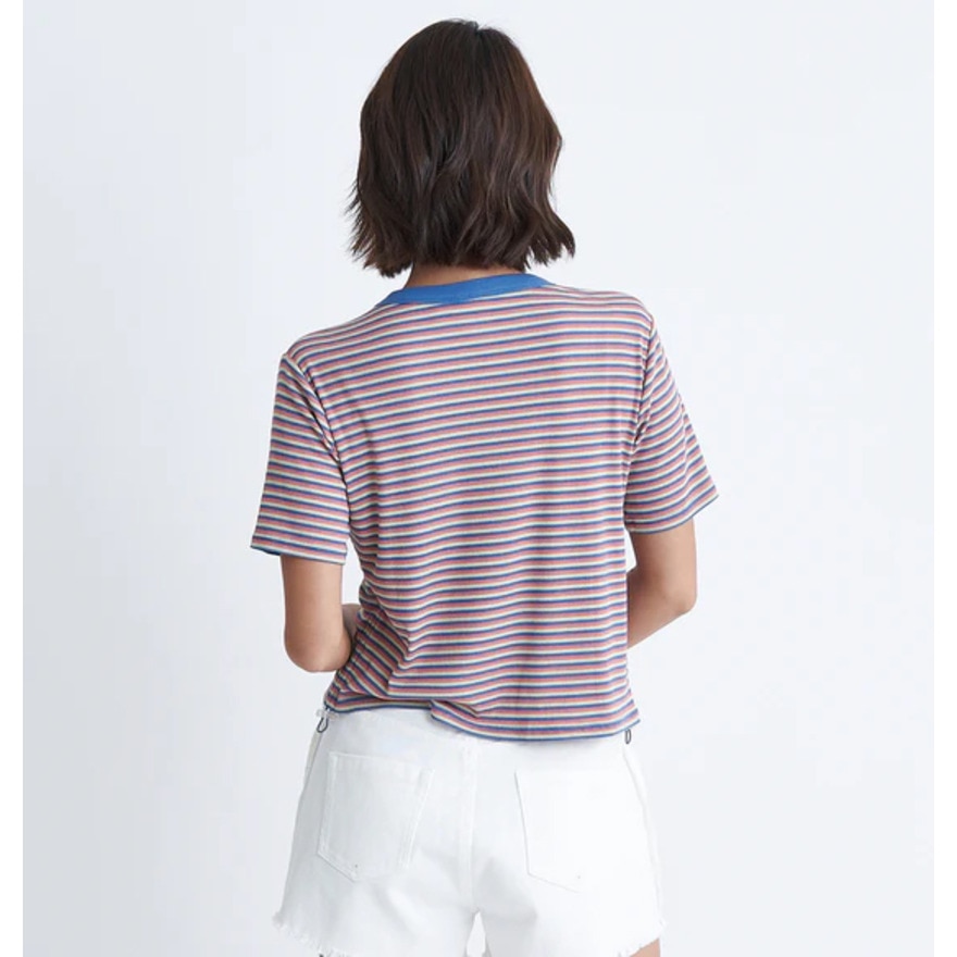 ロキシー（ROXY）（レディース）ショート丈 ワンポイント OCEANO 半袖 リブTシャツ 24SURST242034MUL