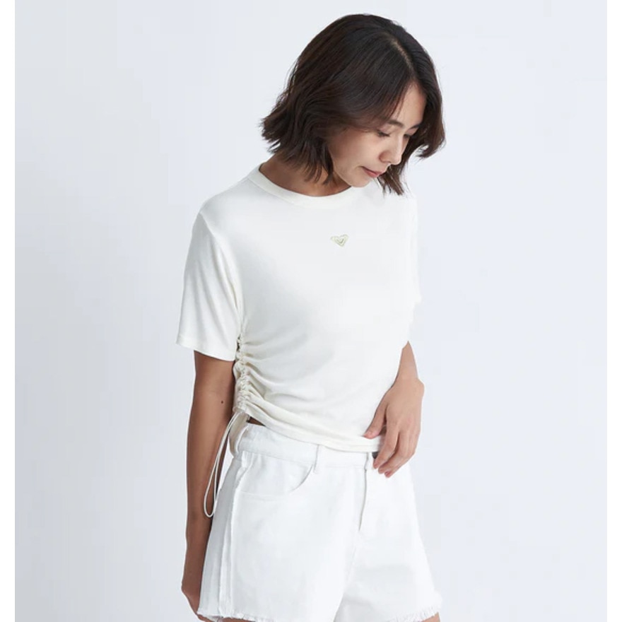 ロキシー（ROXY）（レディース）ショート丈 ワンポイント OCEANO 半袖 リブTシャツ 24SURST242034OWT